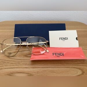 Fendi Gold Frame Eyeglasses with Accessories